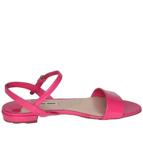 MIU MIU PINK HEELED ANKLE STRAP SANDALS SZ 35